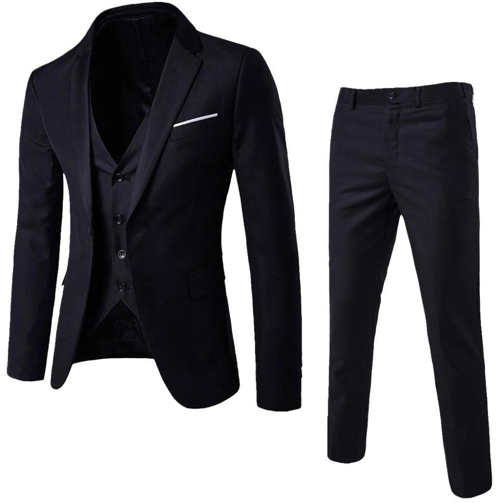 3Pcs Men Blazer Suit +Vest +Pants Office Business Blazers Suits Sets Slim Fit Dress Christmas Party Wedding Suit For Man Autumn