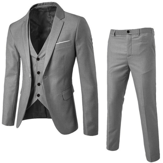 3Pcs Men Blazer Suit +Vest +Pants Office Business Blazers Suits Sets Slim Fit Dress Christmas Party Wedding Suit For Man Autumn