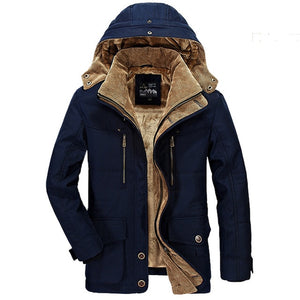 AFS JEEP Brand Thick Winter Parkas men Cotton Warm Jacket men Plus SIze 5XL 6XL 7XL Casual Multi-Pocket Parkas Hombre Invierno
