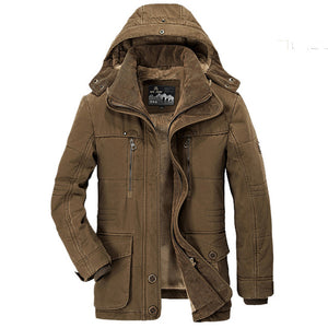 AFS JEEP Brand Thick Winter Parkas men Cotton Warm Jacket men Plus SIze 5XL 6XL 7XL Casual Multi-Pocket Parkas Hombre Invierno