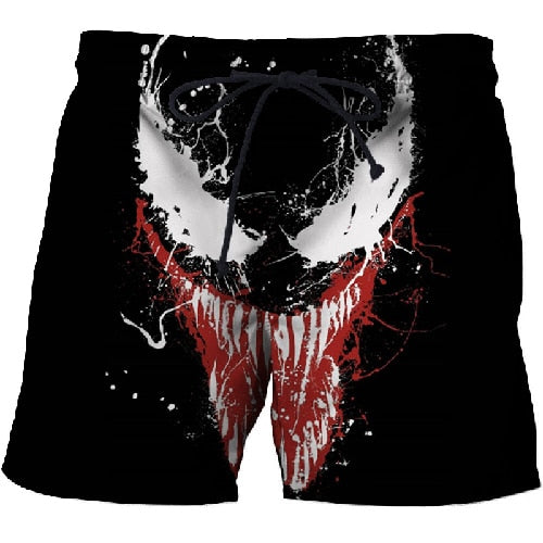BIANYOLONG 2019 men shorts Men Beach Shorts Short Homme Spider Venom 3D Print Quick Dry Drawstring Boardshort Fitness Trouser