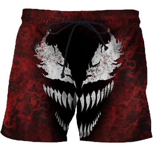 BIANYOLONG 2019 men shorts Men Beach Shorts Short Homme Spider Venom 3D Print Quick Dry Drawstring Boardshort Fitness Trouser