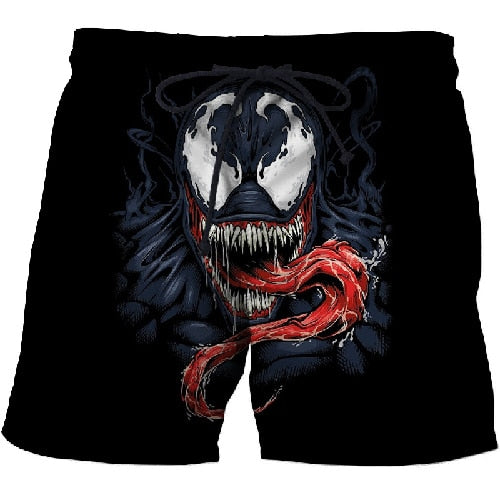 BIANYOLONG 2019 men shorts Men Beach Shorts Short Homme Spider Venom 3D Print Quick Dry Drawstring Boardshort Fitness Trouser