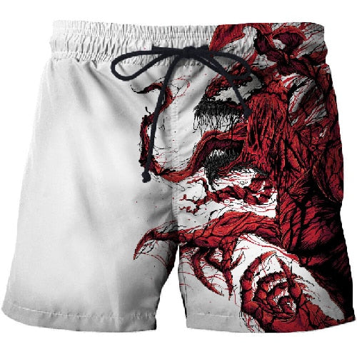 BIANYOLONG 2019 men shorts Men Beach Shorts Short Homme Spider Venom 3D Print Quick Dry Drawstring Boardshort Fitness Trouser