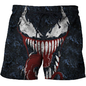BIANYOLONG 2019 men shorts Men Beach Shorts Short Homme Spider Venom 3D Print Quick Dry Drawstring Boardshort Fitness Trouser
