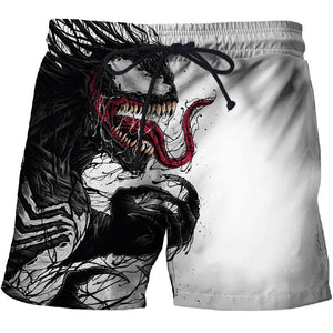 BIANYOLONG 2019 men shorts Men Beach Shorts Short Homme Spider Venom 3D Print Quick Dry Drawstring Boardshort Fitness Trouser