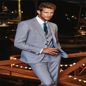 Beige Mens Suits Three Piece Jacket Pants Vest Custom Slim Fit Male Blazer Wedding  Groom Tuxedos men suit