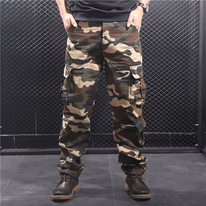 Camouflage Cargo Pants Men Multi Pocket Cotton Military Camo Pants Army Track Trousers Male Streetwear Overalls Pantalon Homme