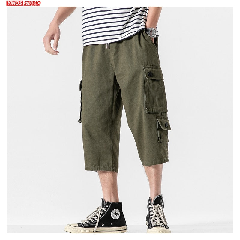 Dropshipping 2020 Men Summer Black Casual Pants Men Harajuku Loose Streetwear Calf-Lenrtg Joggers Male Oversize Clothing Pants