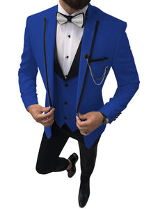 Elegant 3 Piece Men Suit 2019 Morning Dinner Party Prom Suit Houndstooth Groom Wedding Men Suit Blazer Slim Fit Best Man Tuxedo