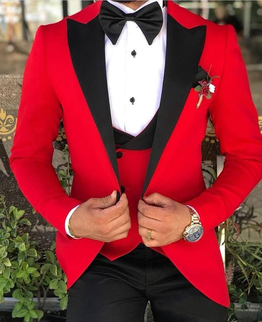 Elegant 3 Piece Men Suit 2019 Morning Dinner Party Prom Suit Houndstooth Groom Wedding Men Suit Blazer Slim Fit Best Man Tuxedo