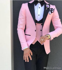 Elegant 3 Piece Men Suit 2019 Morning Dinner Party Prom Suit Houndstooth Groom Wedding Men Suit Blazer Slim Fit Best Man Tuxedo