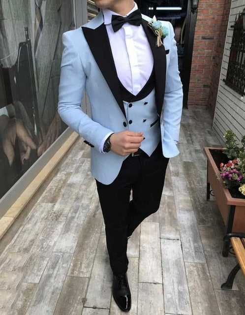 Elegant 3 Piece Men Suit 2019 Morning Dinner Party Prom Suit Houndstooth Groom Wedding Men Suit Blazer Slim Fit Best Man Tuxedo