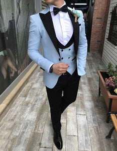 Elegant 3 Piece Men Suit 2019 Morning Dinner Party Prom Suit Houndstooth Groom Wedding Men Suit Blazer Slim Fit Best Man Tuxedo