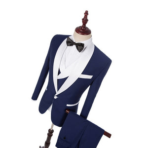 Elegant 3 Piece Men Suit 2019 Morning Dinner Party Prom Suit Houndstooth Groom Wedding Men Suit Blazer Slim Fit Best Man Tuxedo