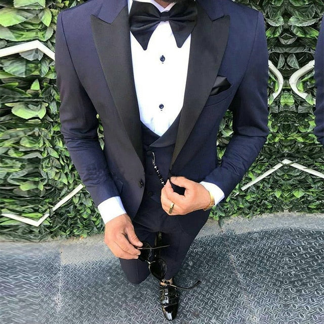 Elegant 3 Piece Men Suit 2019 Morning Dinner Party Prom Suit Houndstooth Groom Wedding Men Suit Blazer Slim Fit Best Man Tuxedo