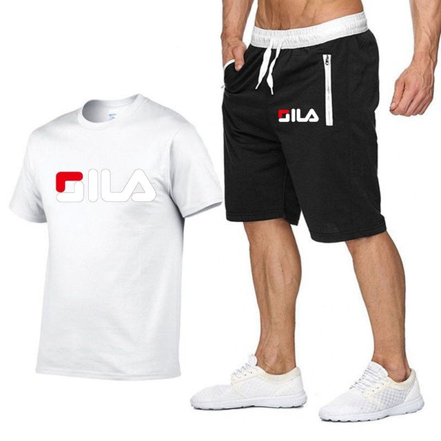 Fashion Shorts Set Men 2020 Summer 2pc Tracksuit Short Sweat Shirt + Shorts Sets Mens Casual Tee Shirts Set Sportswears