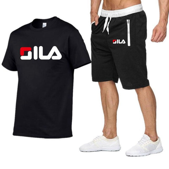 Fashion Shorts Set Men 2020 Summer 2pc Tracksuit Short Sweat Shirt + Shorts Sets Mens Casual Tee Shirts Set Sportswears