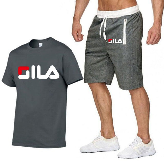 Fashion Shorts Set Men 2020 Summer 2pc Tracksuit Short Sweat Shirt + Shorts Sets Mens Casual Tee Shirts Set Sportswears