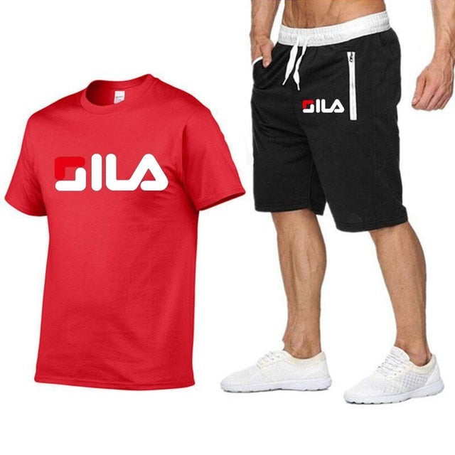 Fashion Shorts Set Men 2020 Summer 2pc Tracksuit Short Sweat Shirt + Shorts Sets Mens Casual Tee Shirts Set Sportswears