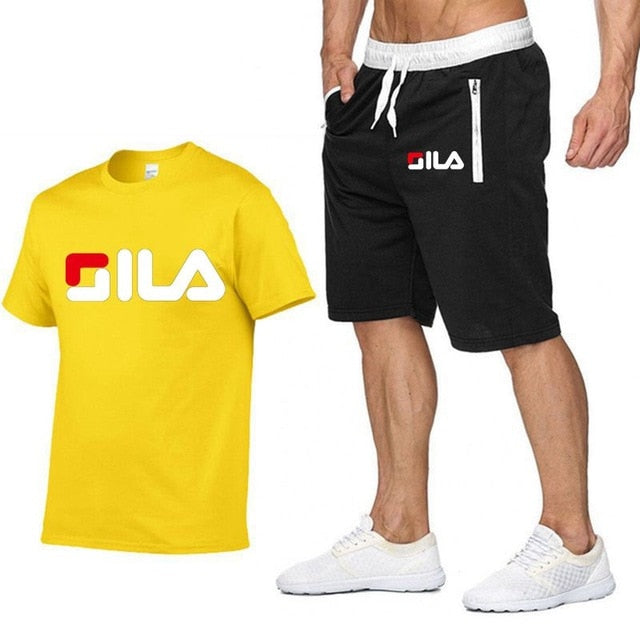 Fashion Shorts Set Men 2020 Summer 2pc Tracksuit Short Sweat Shirt + Shorts Sets Mens Casual Tee Shirts Set Sportswears