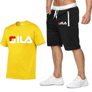 Fashion Shorts Set Men 2020 Summer 2pc Tracksuit Short Sweat Shirt + Shorts Sets Mens Casual Tee Shirts Set Sportswears