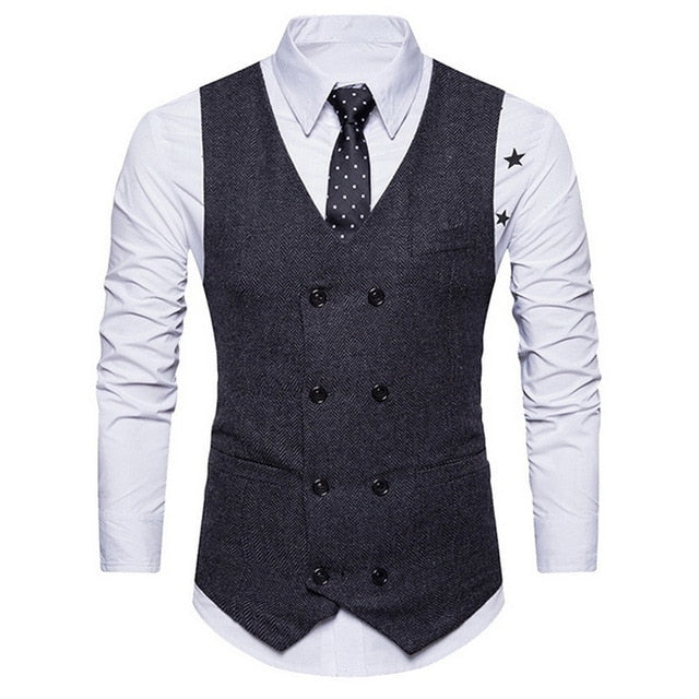 Fashion3 Pieces Business Blazer +Vest +Pants Suit Sets Men Autumn Fashion Solid Slim Wedding Set Vintage Classic Blazers Male