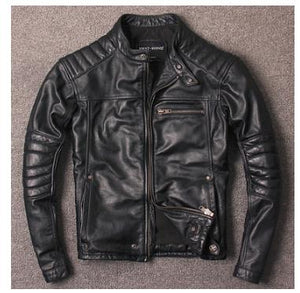 Free shipping.New style mens cowhide clothes,quality biker leather Jacket,fashion black genuine Leather coat.homme slim,sales