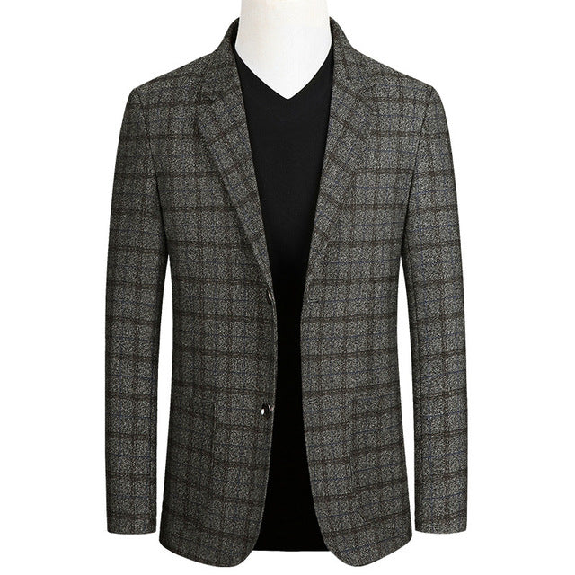 Little Raindrop Short Blazer Mens Brand  Korean Men blazer Fashion Slim Suit jacket Business Plaid Blazer Mens Walking Suits