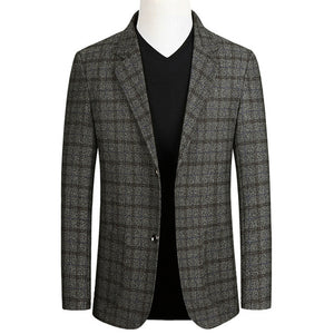 Little Raindrop Short Blazer Mens Brand  Korean Men blazer Fashion Slim Suit jacket Business Plaid Blazer Mens Walking Suits