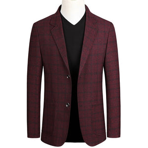 Little Raindrop Short Blazer Mens Brand  Korean Men blazer Fashion Slim Suit jacket Business Plaid Blazer Mens Walking Suits