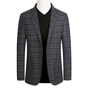 Little Raindrop Short Blazer Mens Brand  Korean Men blazer Fashion Slim Suit jacket Business Plaid Blazer Mens Walking Suits
