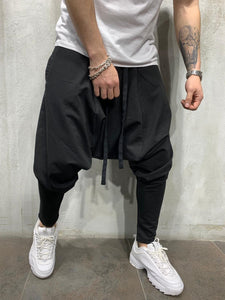 Men's New Hip Hop Trend Trousers Europe and The United States Loose Solid Color Feet Street Sports Leisure Harem Pants