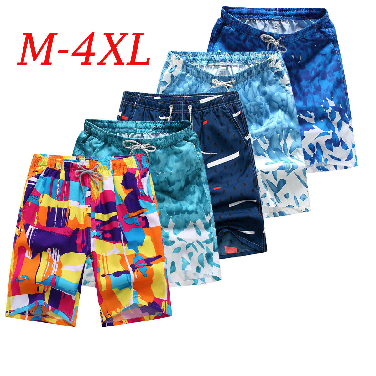 New Men's Swim Trunks Beach Shorts Surf Board Print Shorts Summer Sports Pants Breathable