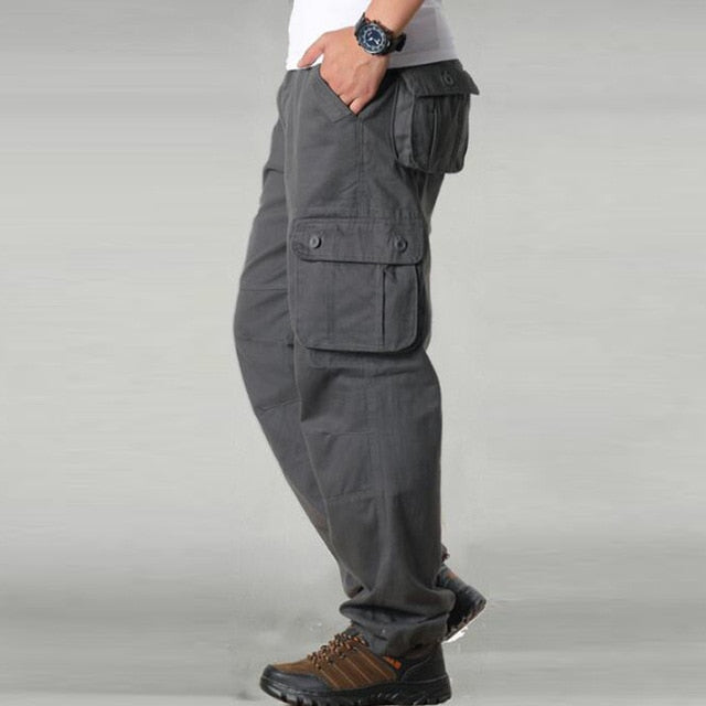 Overalls Men Cargo Pants Casual Multi Pockets Military Track Tactical Pants Pantalon Hombre Mens Sweatpants Straight Trousers