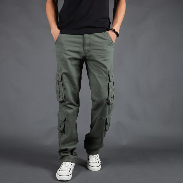 Pants Men Cargo Trousers Casual Cotton Multi Pocket Military Overalls Outwear Straight Long Joggers Army Tactical Work Pants 44