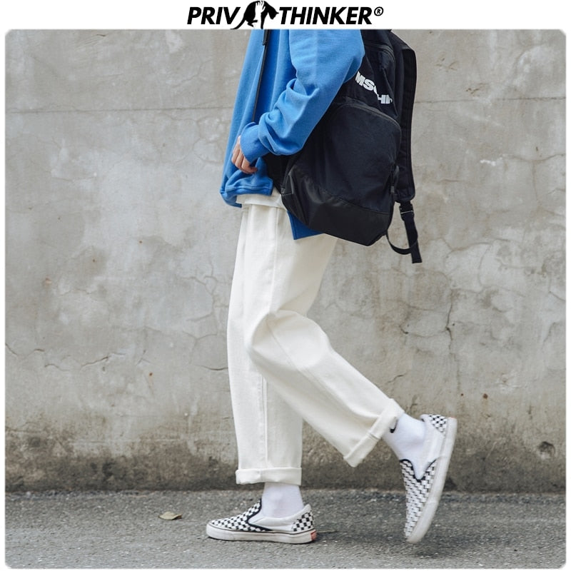 Privathinker Men Spring Straight White 2020 Full-length Pants Mens Casual Summer Sweatpants Male Korean Trousers Fashion Bottoms