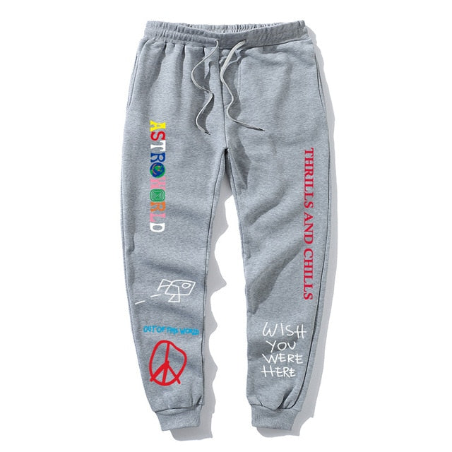 Quality Fleece trousers TRAVIS SCOTT ASTROWORLD Letter Printed Women Men Jogging Pants Hip hop Streetwear Men SweatpantS
