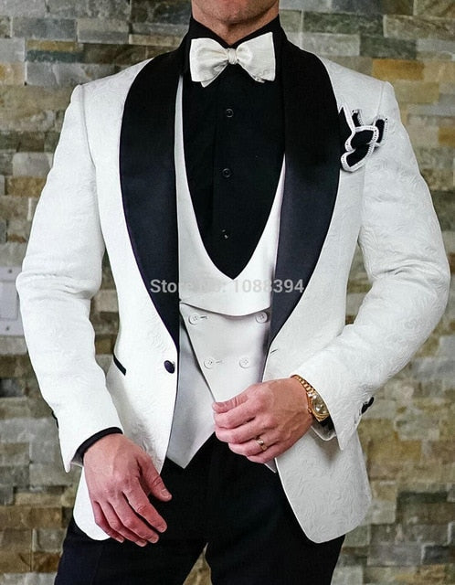 SZMANLIZI Mens Wedding Suits 2019 Italian Design Custom Made Black Smoking Tuxedo Jacket 3 Piece Groom Terno Suits For Men