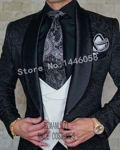 SZMANLIZI Mens Wedding Suits 2019 Italian Design Custom Made Black Smoking Tuxedo Jacket 3 Piece Groom Terno Suits For Men