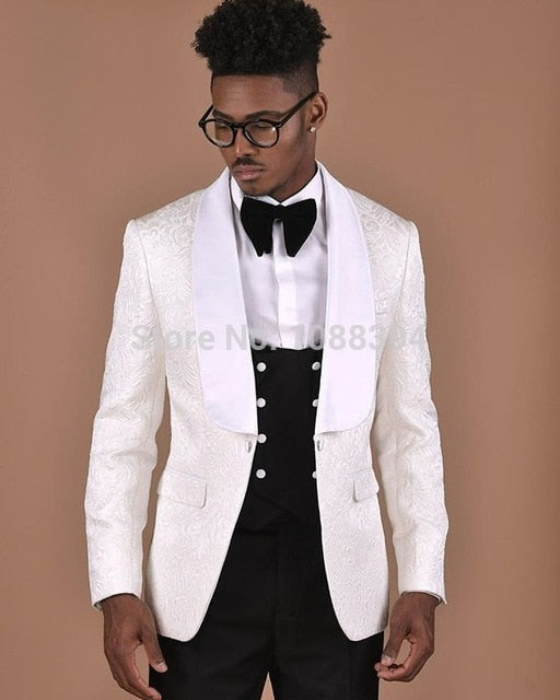 SZMANLIZI Mens Wedding Suits 2019 Italian Design Custom Made Black Smoking Tuxedo Jacket 3 Piece Groom Terno Suits For Men