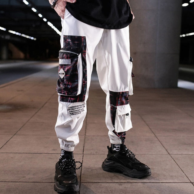 Streetwear Hip Hop Black Harem Pants Men Elastic Waist Punk Pants With Ribbons Casual Slim Jogger Pants Men Hip Hop Trousers