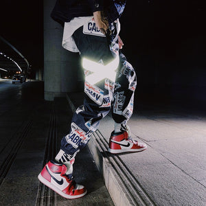 Streetwear Hip Hop Black Harem Pants Men Elastic Waist Punk Pants With Ribbons Casual Slim Jogger Pants Men Hip Hop Trousers