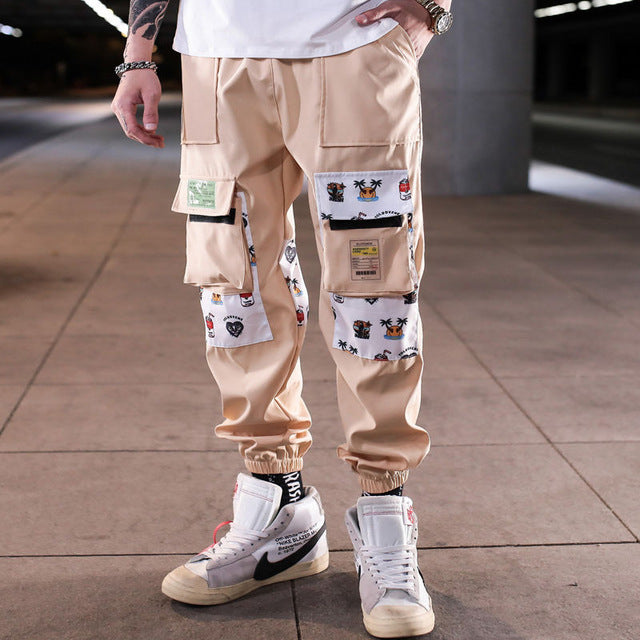 Streetwear Men's Multi Pockets Cargo Harem Pants Hip Hop Casual Male Track Pants Joggers Trousers Fashion Harajuku Men Pants