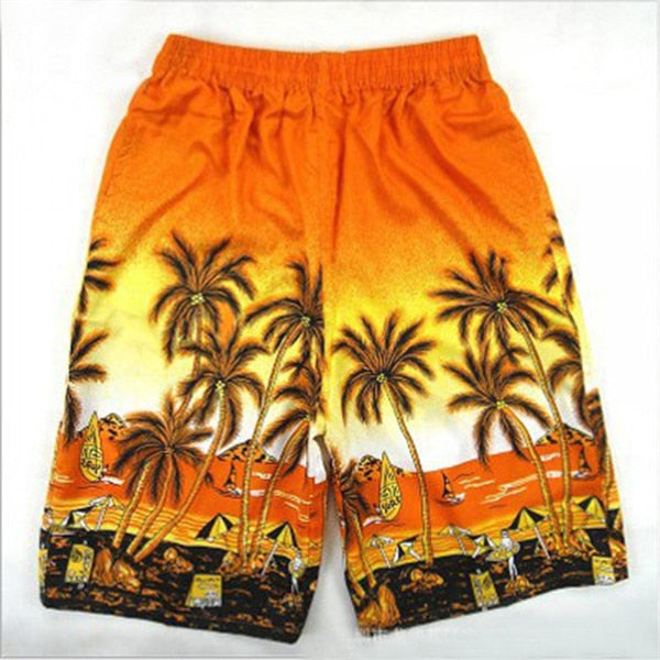 Summer Men Beach Shorts Printed Coconut Palm Tree Casual Board Shorts Swimwear Elastic Waist Quick Dry Short Boxers