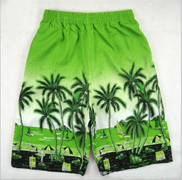 Summer Men Beach Shorts Printed Coconut Palm Tree Casual Board Shorts Swimwear Elastic Waist Quick Dry Short Boxers