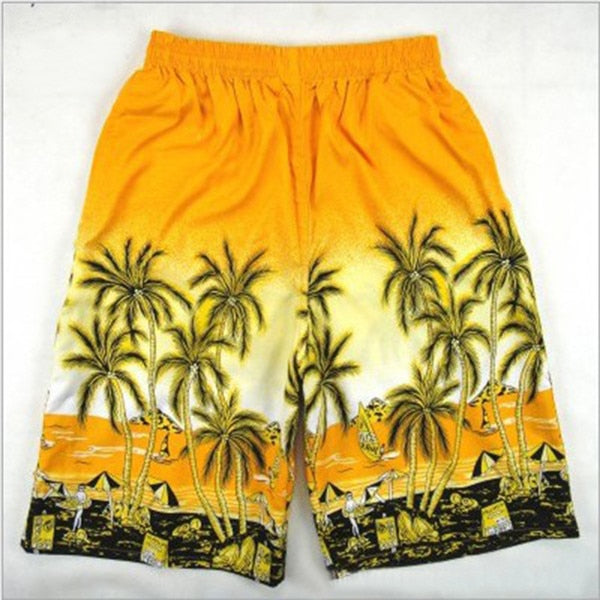 Summer Men Beach Shorts Printed Coconut Palm Tree Casual Board Shorts Swimwear Elastic Waist Quick Dry Short Boxers