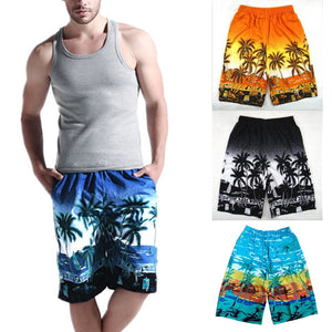 Summer Men Beach Shorts Printed Coconut Palm Tree Casual Board Shorts Swimwear Elastic Waist Quick Dry Short Boxers