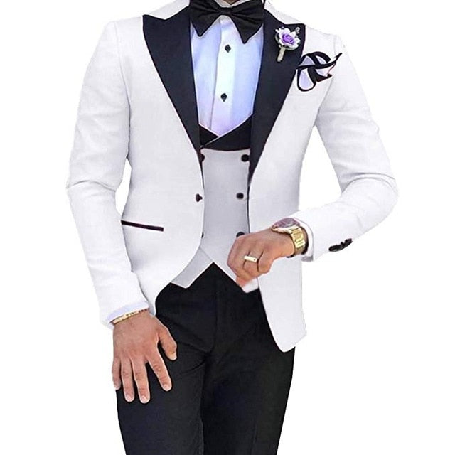 TPSAADE Mens's 3 Pieces Suits for Men Custom Made Terno Slim Groom Custom  Wedding Men Suit Masculino (Jacket+Pant+Vest+Tiebow)