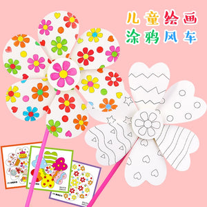 Toys for Children Crafts Kids DIY Painting Graffiti Blank Windmilln Learning Education Toys Montessori Teaching Aids Toy